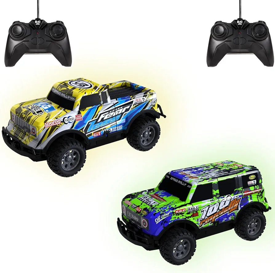 Remote Control Car, 1/24 Scale Light Up Racing Car Toys, RC Car for Kids with Cool Led Lights, Hobby RC Cars Toys Birthday Gifts for 3 4 5 6 7 8 Year Old Boys Girls