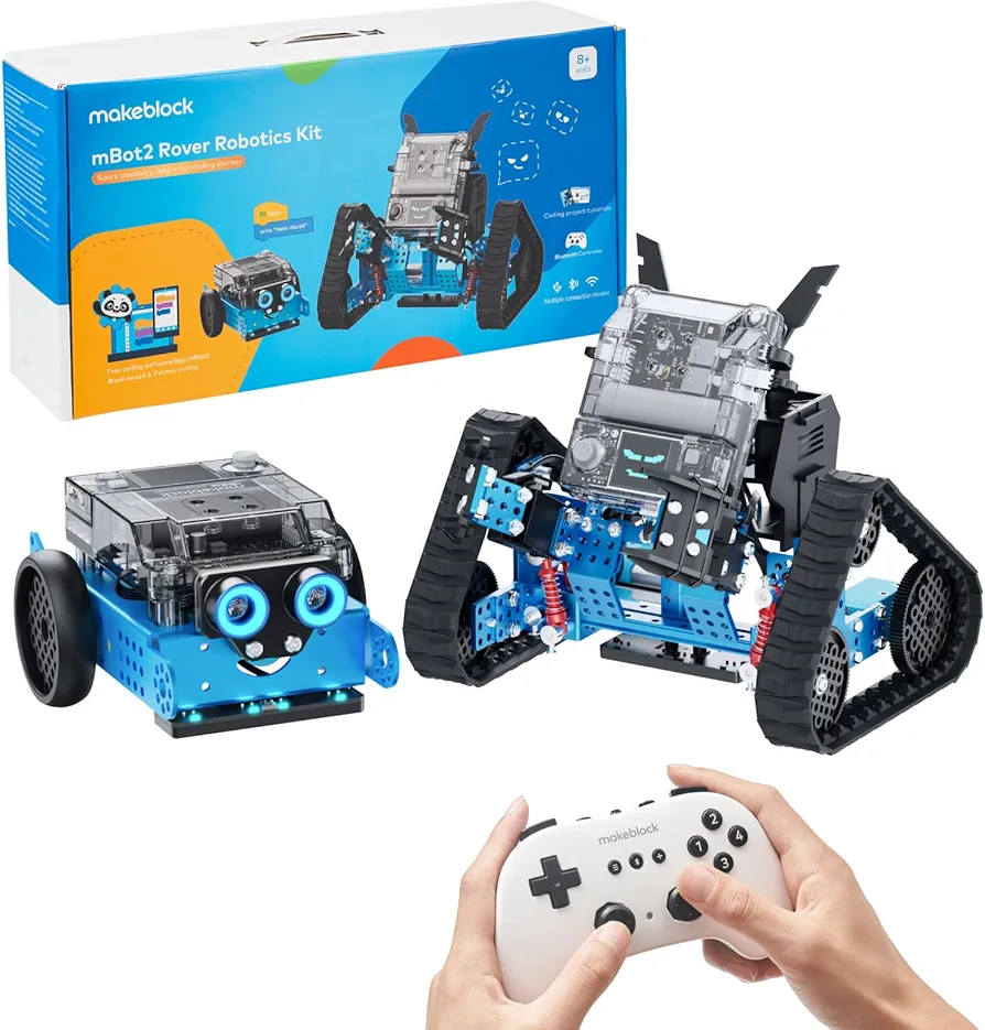 Makeblock mBot2 Rover Robotics Kit, Interactive Emo Robot for Coding Learning and Outdoor Play, Remote Control Coding Robot for Kids 8-12 and up, STEM Educational Building Toys Gifts for Kids