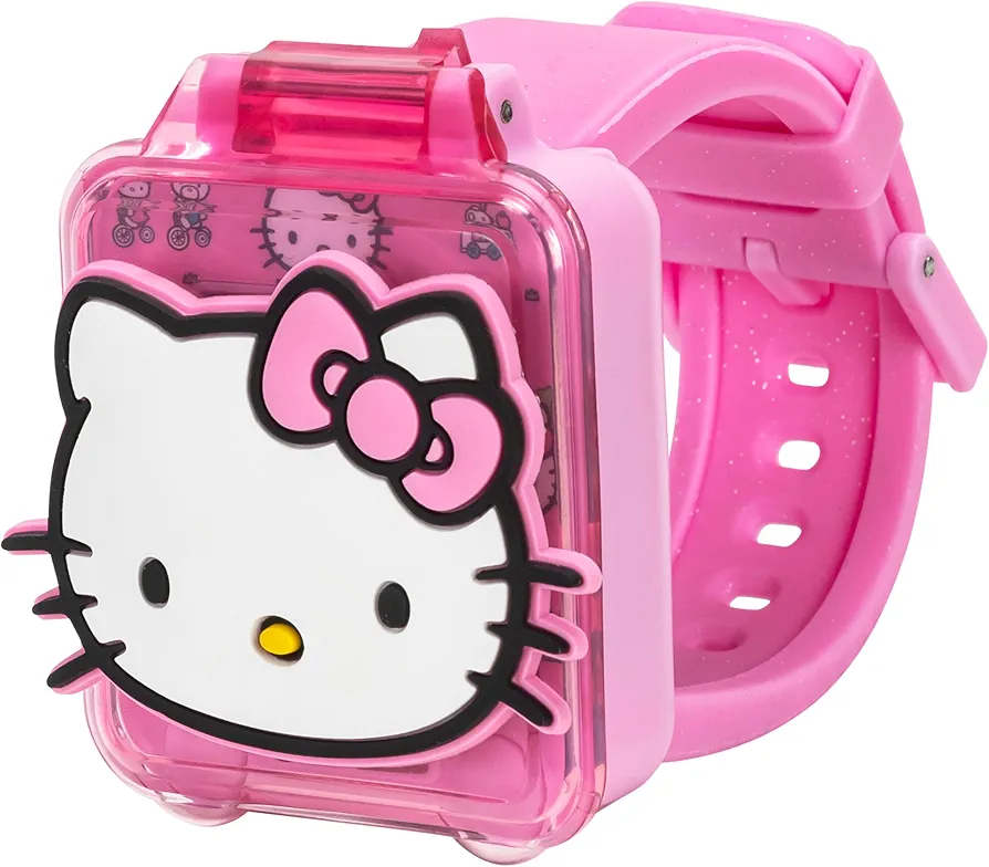 Accutime Hello Kitty Educational Learning Watch for Girls - Interactive Games, Multifunctional Digital Display, Pink Strap, Lights & Sounds, Ages 4+