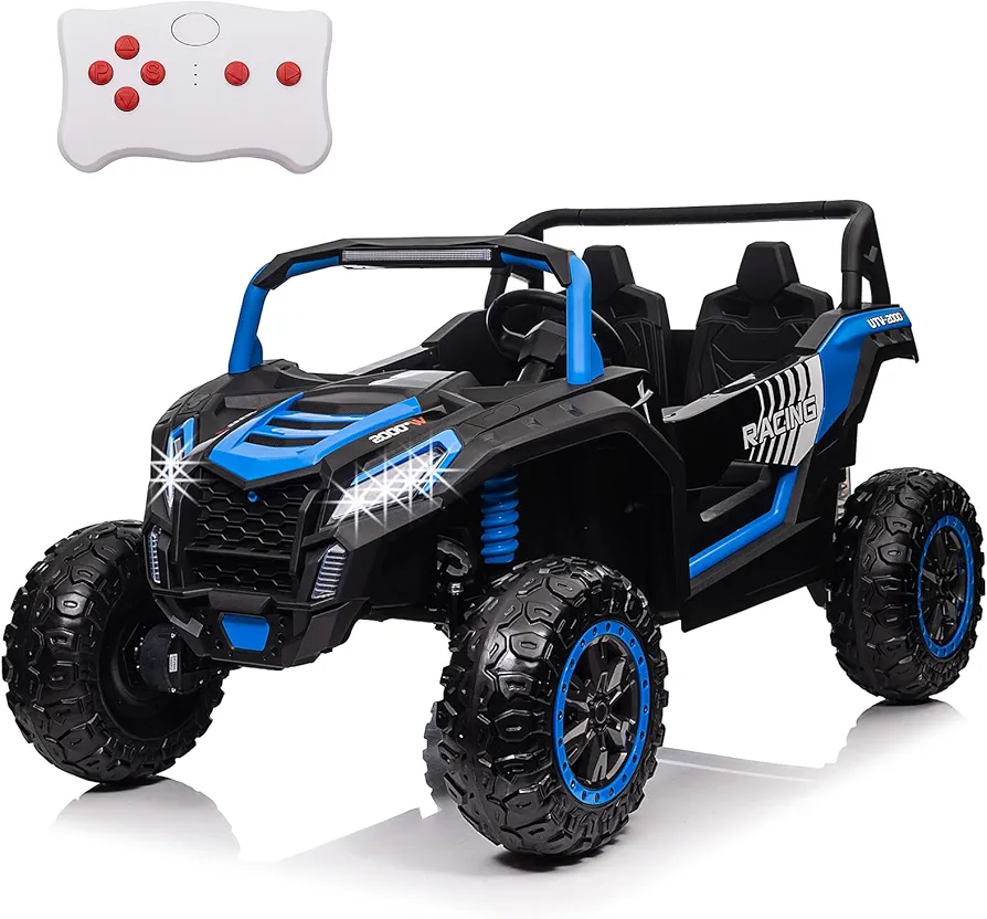 XXL 2024 24V 4WD Kids Ride On UTV with Parents Remote Control, 4X4 Off-Road Battery Powered Electric Toy Car for Boys Girls,4 Wheeler Ride on Toy w/Music, LED Lights, Bluetooth, Blue