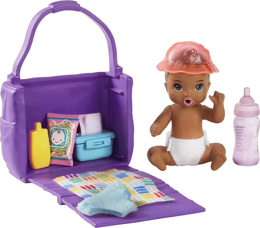 Barbie Skipper Babysitters Inc Doll & Accessories, Feeding & Bath Set with Color-Change Baby Doll, Tub & Accessories