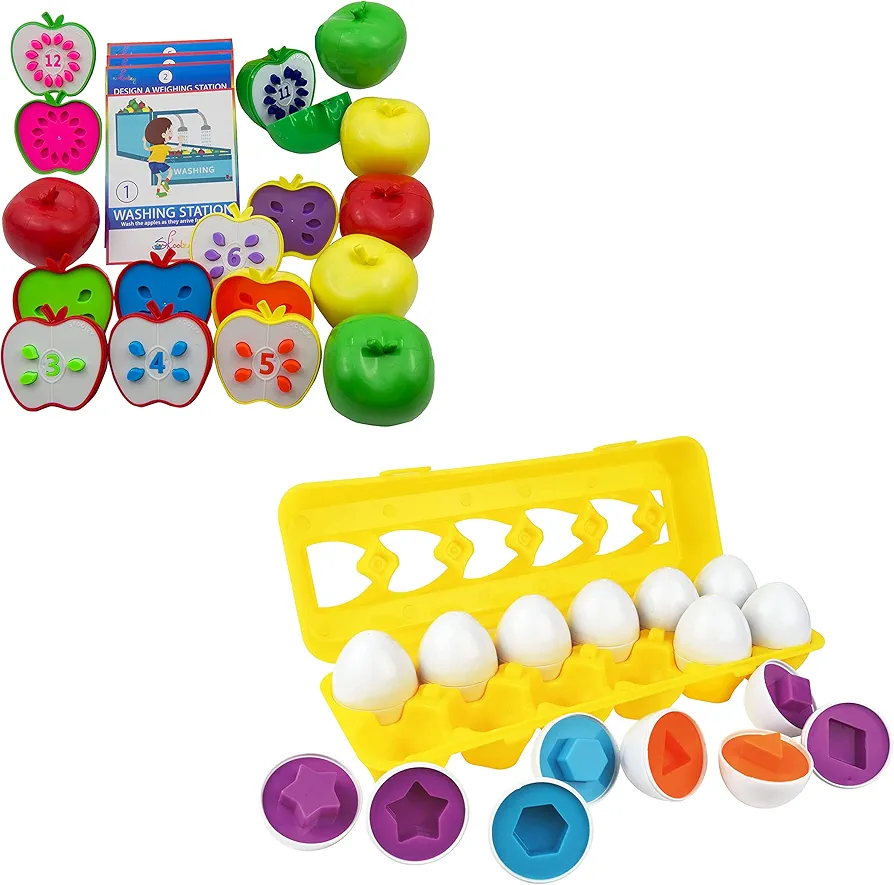 Skoolzy Counting Toddler Games - Matching Eggs Color Sorting Toys for Toddlers