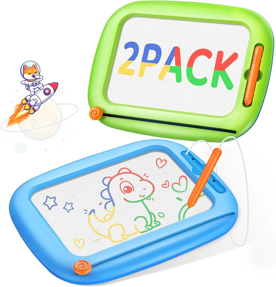 Toddler Toys Age 1-2 & 2-3 Boys Girls, 2 Packs Magnetic Drawing Board for Kids, Doodle Board for Toddlers 1-3, Educational Learning Toys for 1 2 3 Year Old Baby, Ideal Christmas Birthday Gifts