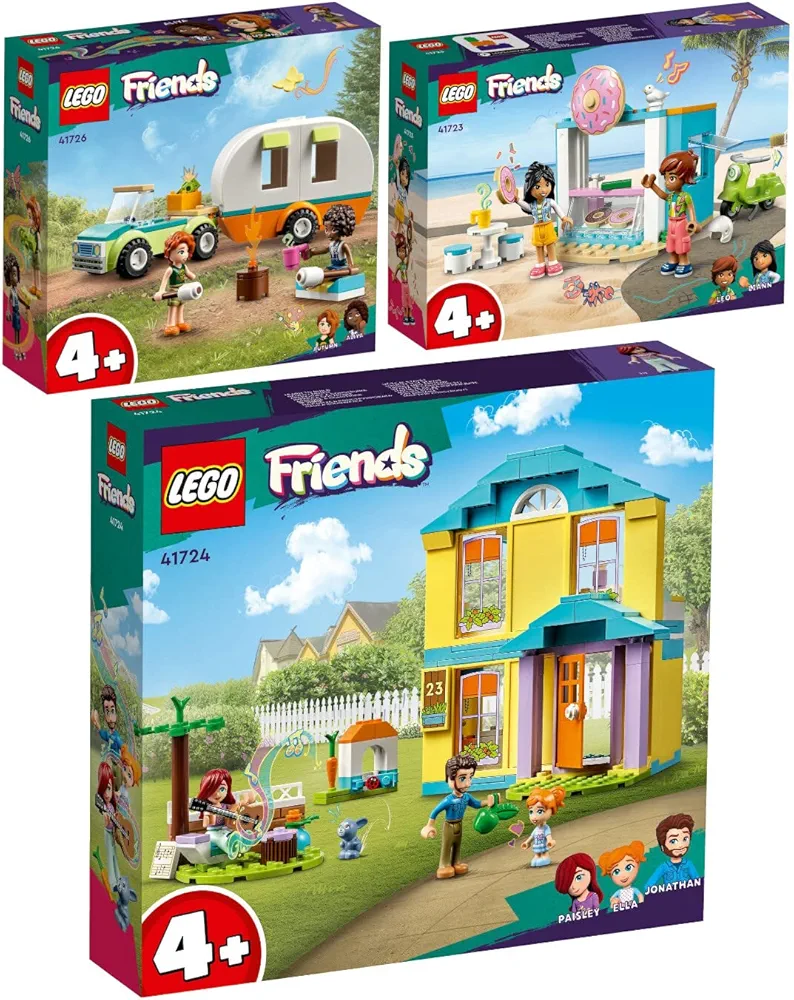 Lego Friends Set of 3: 41726 Camping Trip, 41724 Paisleys House & 41723 Donut Shop