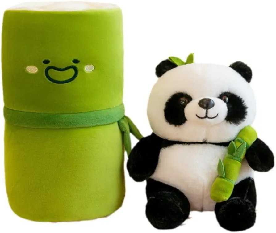 Panda Stuffed Animals Panda Bamboo Plush Toy 9.8 Inch/25cm Bamboo Tube Panda Pillow Stuffed Panda Bear Plushies Panda Doll Gifts for Boys Girls