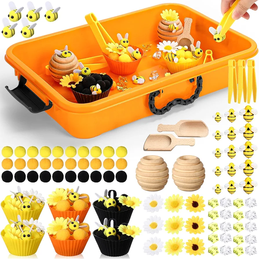 Bee Sensory Bin Filler, Boys Girls Early Education and Sorting Counting Training Development, Bee Themed Toys, Counting Toys, Sensory Toys, Boys and Girls Can Play