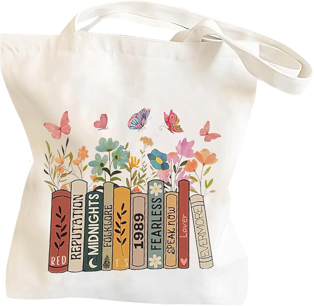 Tote Bag Femme Canvas Bag, Sac Toile de Jute, Aesthetic Tote Bag, White Cloth Bag with Long Handle, Gift for Fans, Friends, Colleagues, multi-coloured