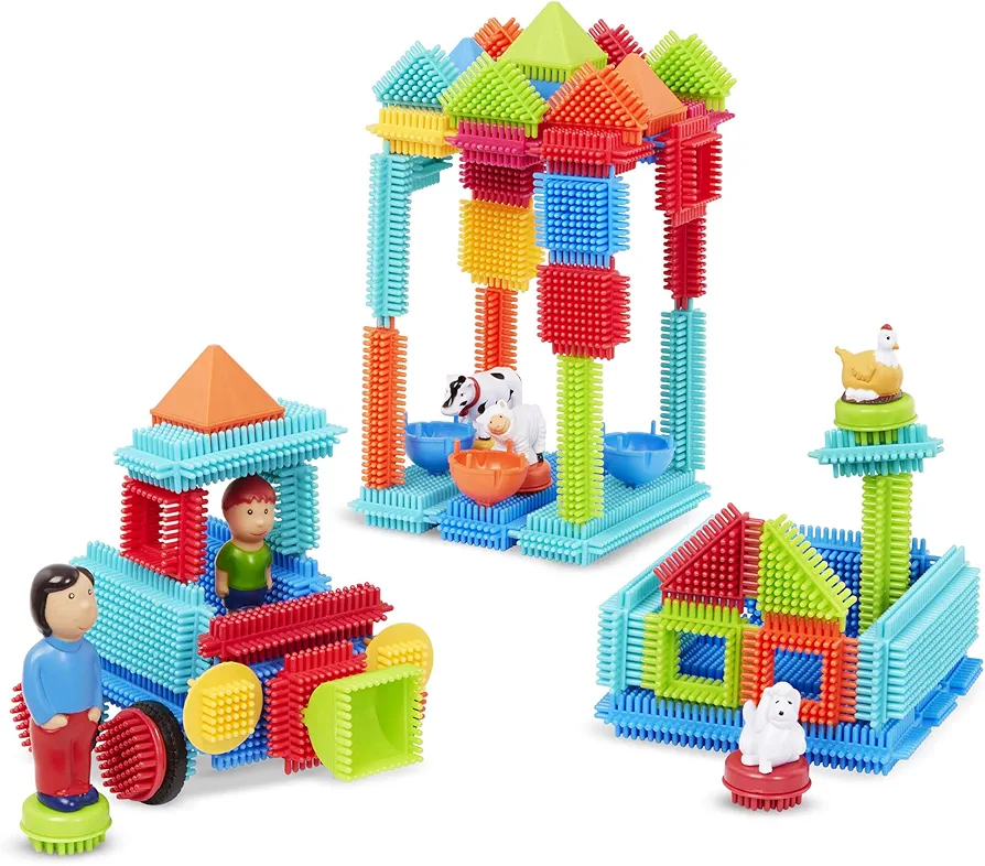 Battat- Bristle Blocks- STEM Interlocking Building Blocks- 113 pc Playset- Reusable Storage Case- Developmental Toys for Toddlers & Kids- Deluxe Builder Case- 2 Years +