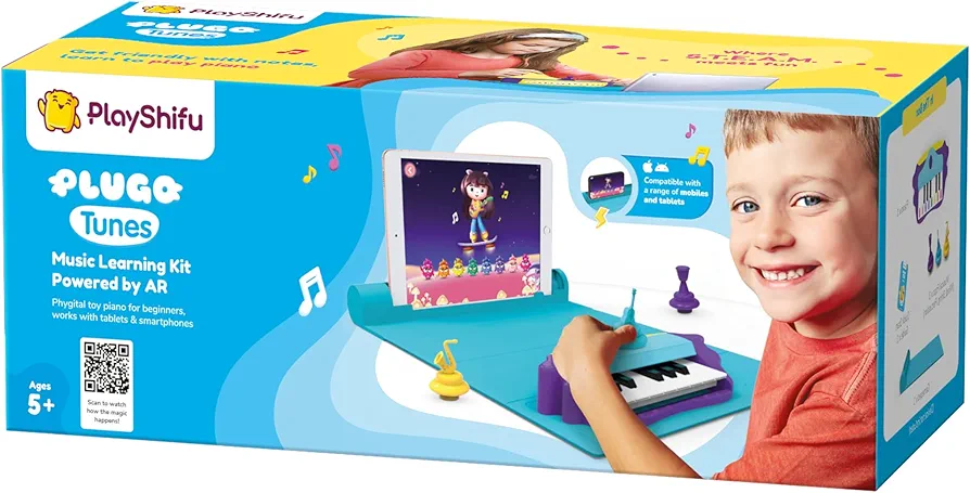 Plugo Tunes by PlayShifu - Piano Learning Kit | Musical STEAM Toy for Ages 4-10 - Music Instruments Gift for Boys & Girls (Works with iPads, iPhones, Samsung tabs/Phones, Kindle Fire)