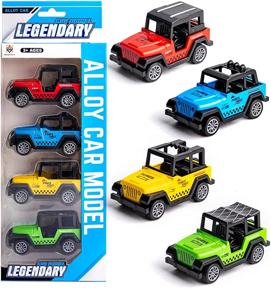 1 Set of 4pcs Mini Pull Back Off-Road Toy Cars Vehicles, Jeep-Like, Birthday Gifts, Party Favors,Christmas stuffers for Toddlers Kids Boys Girls