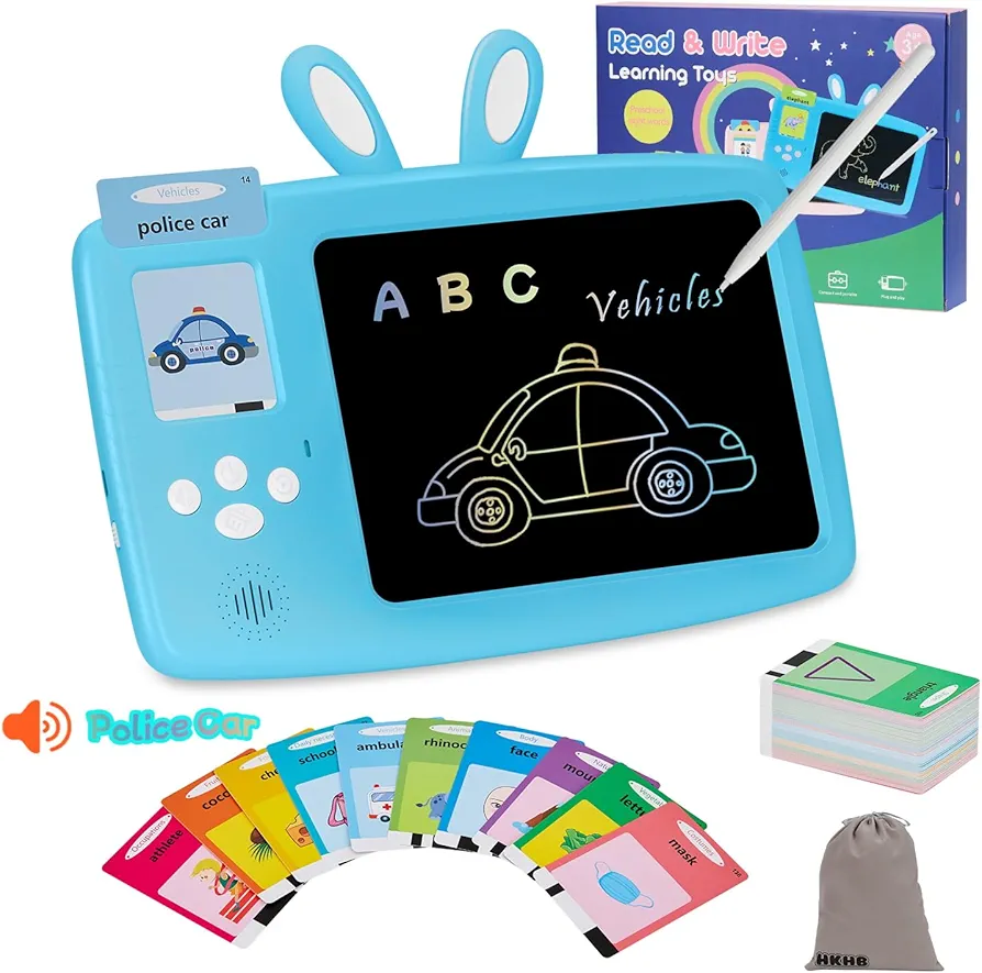 Talking Flash Cards with LCD Writing Drawing Tablet, 224 Sight Words Educational Montessori Learning Toy for 3 4 5 6 7 Year Olds Kids Boys Girls, Autism Speech Therapy Gift for Autistic Children