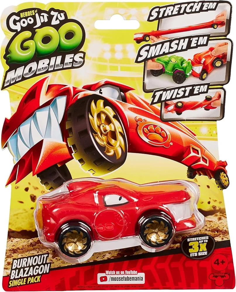 Heroes of Goo Jit Zu Goo Mobiles Burnout Blazagon- Stretch 'em! Smash 'em! Twist 'em! Fix Them and Start Again! Present for 4 Year Old Girls, Boys and Goo JIT Zu Fans