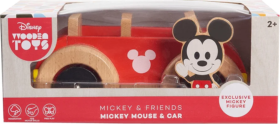 Disney Wooden Toys Mickey Mouse Figure and Vehicle, Officially Licensed Kids Toys for Ages 2 Up by Just Play