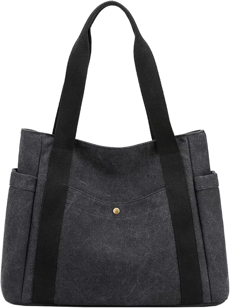 Canvas Tote Bag for Women, Top Handle Work Bags Handbag Purse Vintage Multi-pocket