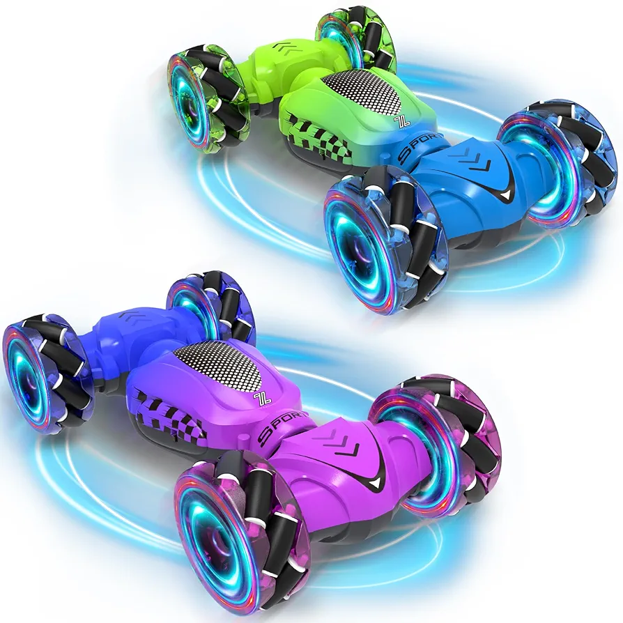 Gesture Sensing RC Stunt Cars Remote Control Car Toys 6-12 Year Old Boys Girls Best Birthday Gifts 360° Double Sided Rotating 4WD Remote Hand Controlled Transform Drift Car with Lights