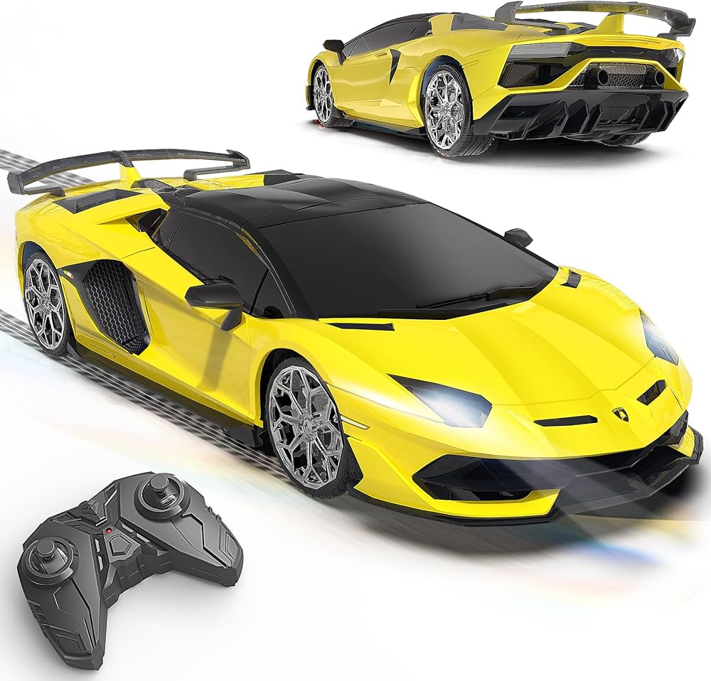 Remote Control Car for Lamborghini, Officially Licensed 1:16 Scale Lambo Hobby Rc Cars with Headlight, 2.4GHz Race Car for Boy Girl 4-12 Years Old, 12Km/h Vehicle Toy for Kids, Birthday Gift