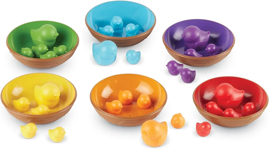 Learning Resources Birds in a Nest Sorting Set, Fine Motor Set, Color Sorting Set for Toddlers, 36 Pieces, Ages 3+