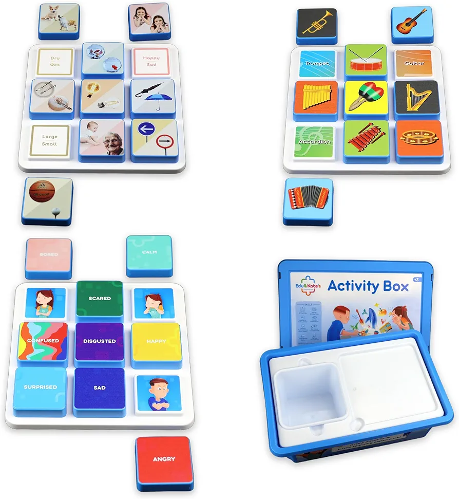 Edu&Kate's, Activity Box - Learning About Music, Emotions & Opposites with Images & Illustrations Made Fun with Puzzles & Sensory Toys, Stage-Based Learning, Stage 4 Kit- Vol. 2, Special Needs Kit