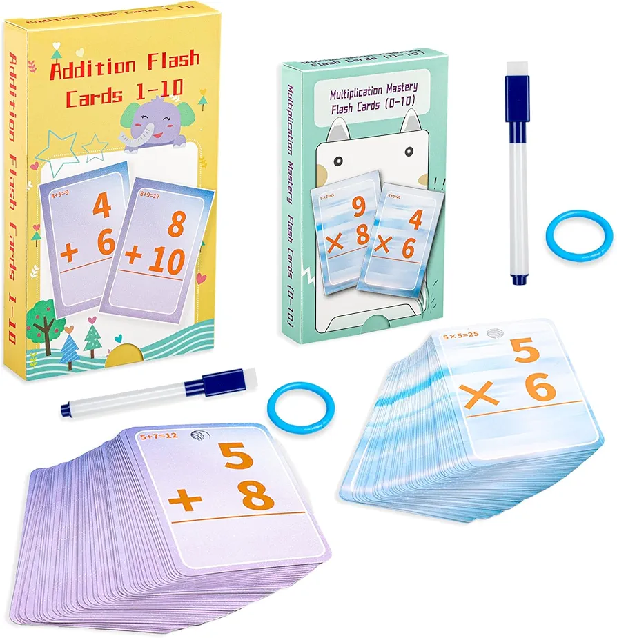 Math Flash Cards, Addition and Multiplication Flashcards for Kids Ages 4-12, Math Game for School Learning Materials 2nd,3rd,4th,5th Grade