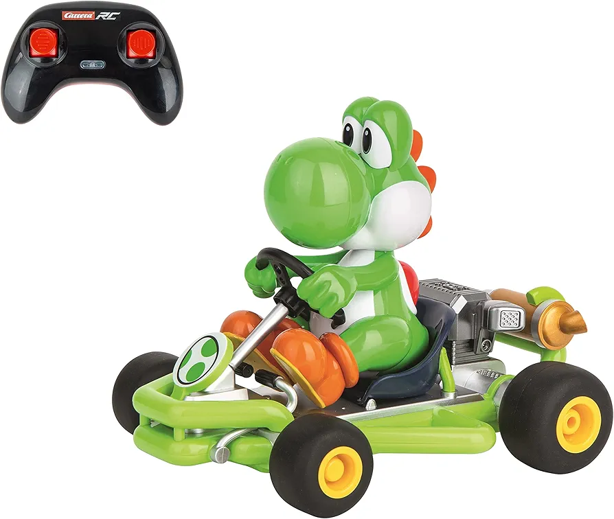 Carrera 200988 RC Official Licensed Mario Kart Pipe Kart Yoshi 1:18 Scale 2.4 GHz Remote Radio Control Car with Rechargeable LiFePO4 Battery - Kids Toys Boys/Girls