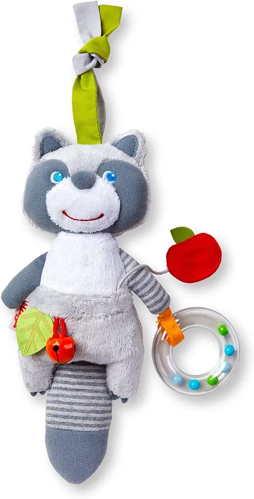 HABA Willie Raccoon Soft Dangling Figure for Crib, Stroller or Play Pen - Ages 6 Months and Up