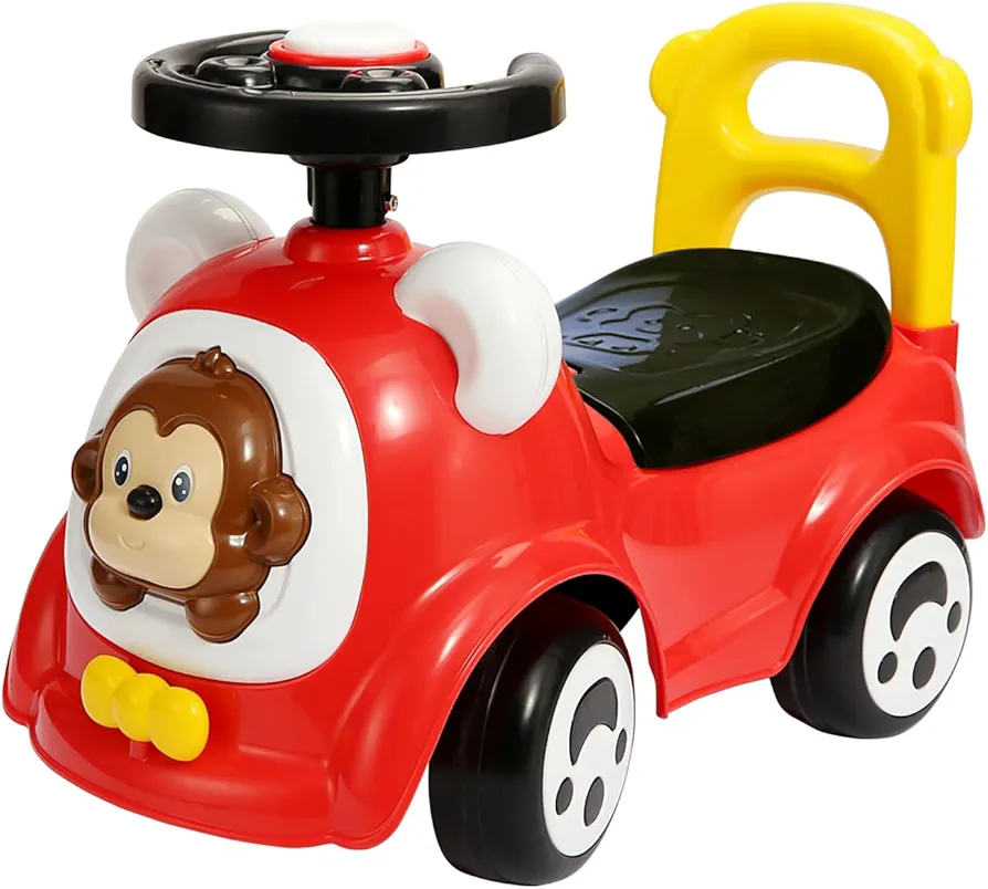 Toddler Foot to Floor Ride on Car, Horn and Backrest, 1-3 Years Old, Red