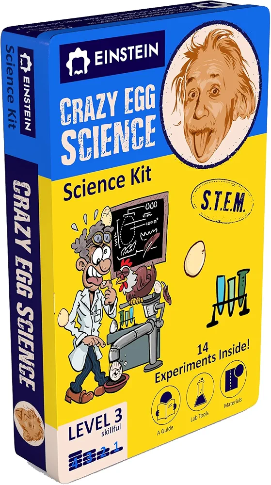 Einstein’s Crazy Egg Science LAB Science Kit for Kids. STEM for Boys & Girls Aged 8 and Above. 14 Exciting Experiments Inside. Detailed Picture Guide Included.