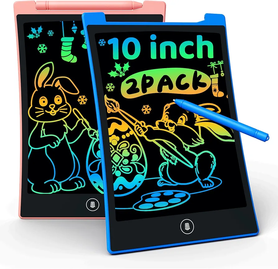 KOKODI Kids Toys 2 Pcs 10 Inch LCD Writing Tablet, Colorful Toddler Drawing Pad Doodle Board Erasable, Educational Learning Toys Birthday Gifts for Boys Girls Ages 3 4 5 6 7 8 (Blue & Pink)