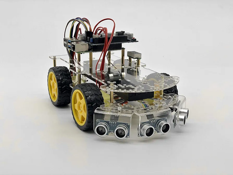 Wheely Raspberry Pi Car DIY Robot Starter Kit for Kids and Adults Electronics Scientific Education (Transparent)