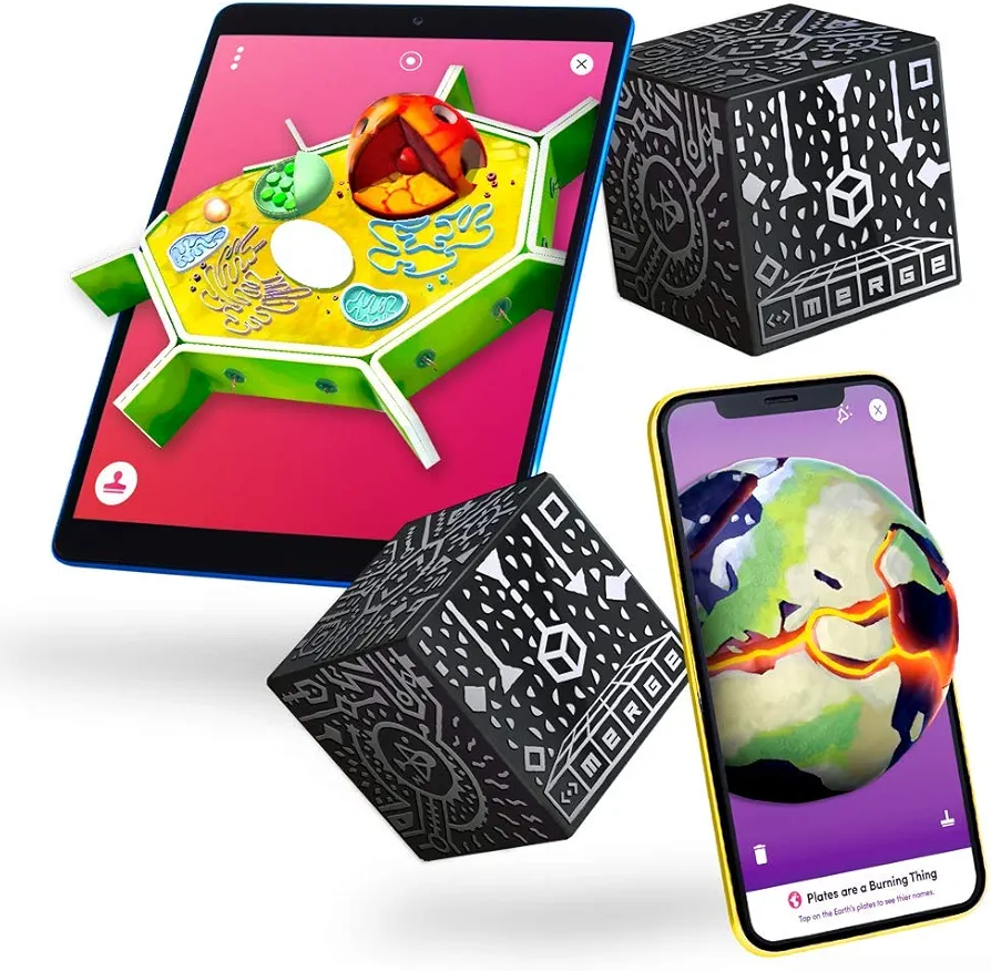 Merge Cube (2 Pack) - Augmented & Virtual Reality Science & STEM Toy - Educational Tool - Hands-on Digital Teaching Aids - Science Simulations - Home School & in Classroom Learning - iOS & Android