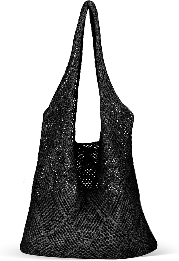 Jeffdad Crochet Bags, Summer Beach Tote Bag, Mesh Beach Bag Knit Summer Bag, Beach Travel Shoulder Handbag for Women