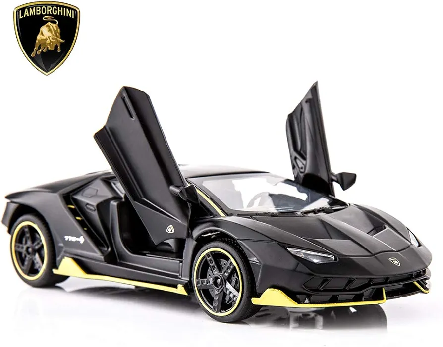 BDTCTK 1:32 Lambo LP770 Car Model Toy Child Sound and Light Pull Back Car Zinc Alloy Toys for Kids Boy Girl Gift (Black)