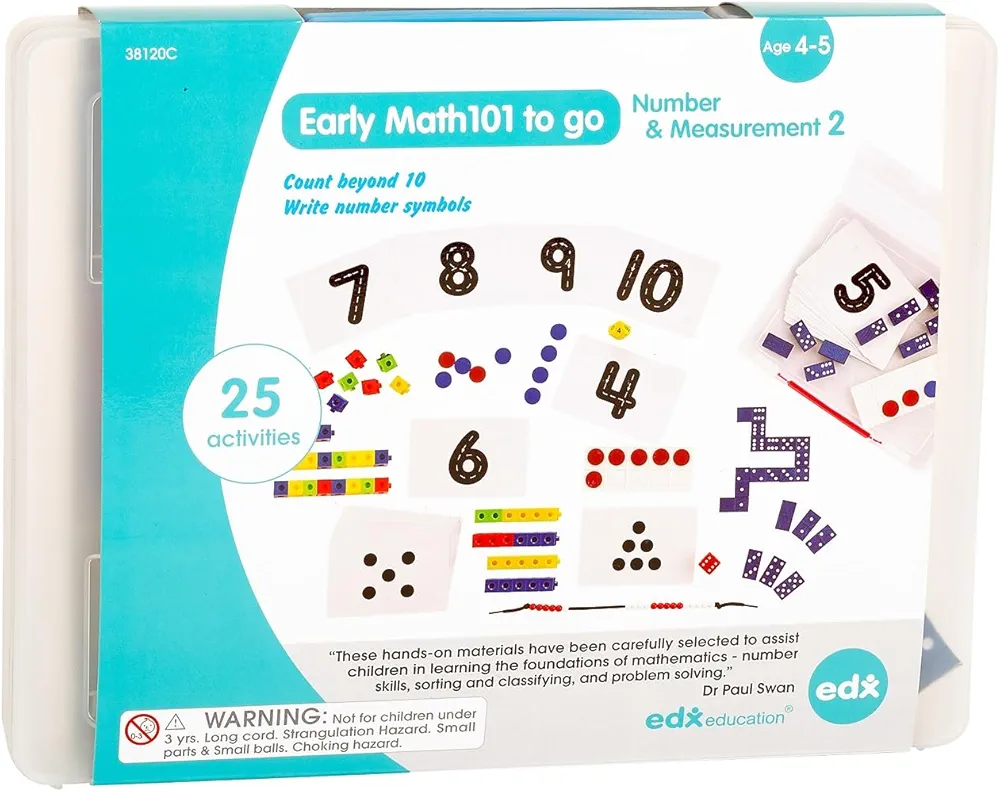 edxeducation Early Math101 To Go - Ages 4-5 - Number & Measurement 2 - In Home Learning Kit for Kids - Homeschool Math Resources with 25+ Guided Activities