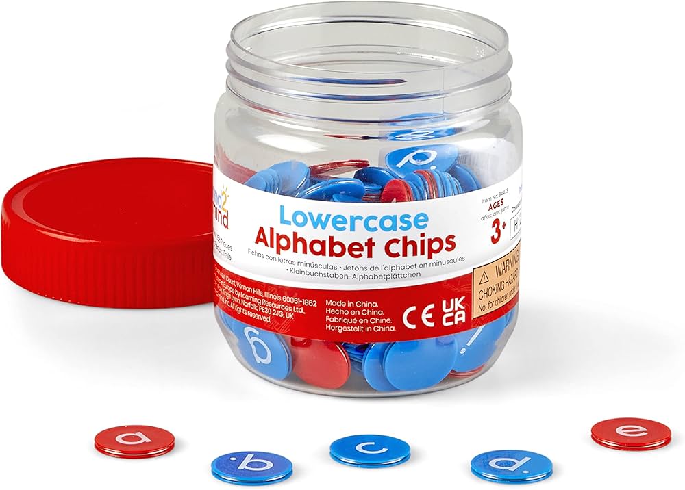 hand2mind Lowercase Alphabet Chips, Toddler Learning Letters for Spelling, Learn to Spell for Kids, Reading Tools for Kids, Science of Reading Manipulatives, Teaching Supplies Kindergarten