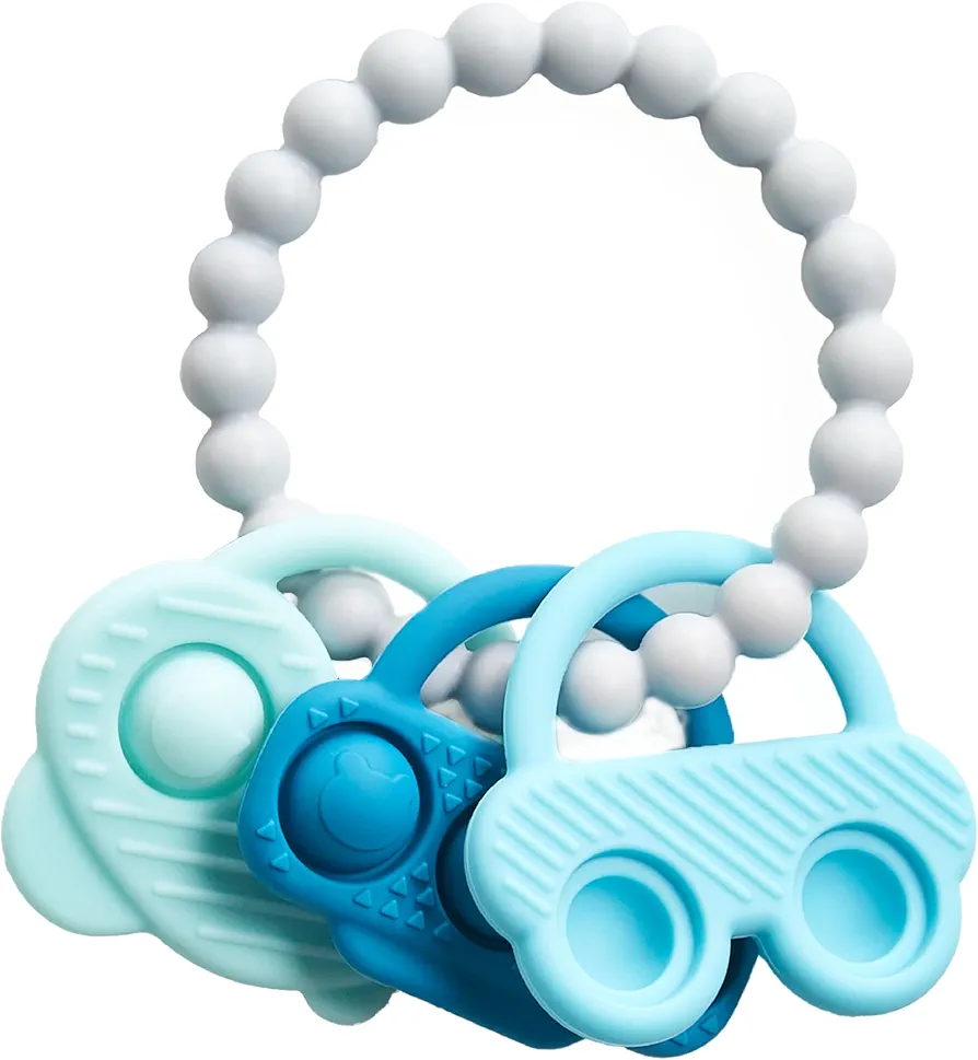 Teething Toys 3-12 Months, Baby Teethers, BPA Free Soft and Textured Silicone Teethers for Babies Blue