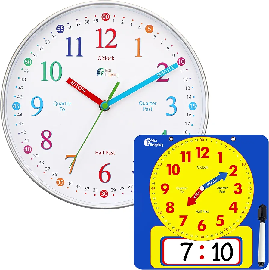 Learning Clock Bundle - Large Demonstration Dry Erase Clock & Teaching Wall Clock