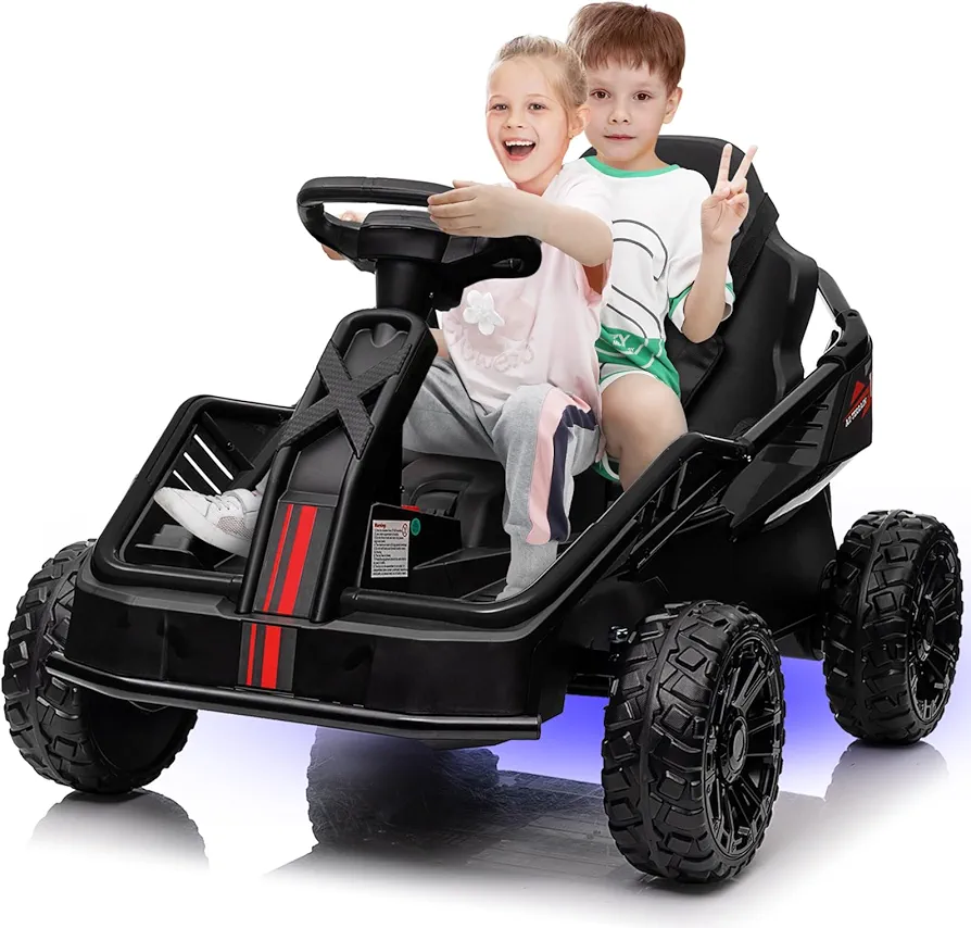 12V Battery 2 Seater Kids Ride on Electric Vehicles Toddler Cars for Kid with Parent Remote Control Power 4 Wheel Toy Car for Boys Girls Age 37-95 Months Baby to Drive in (Black)