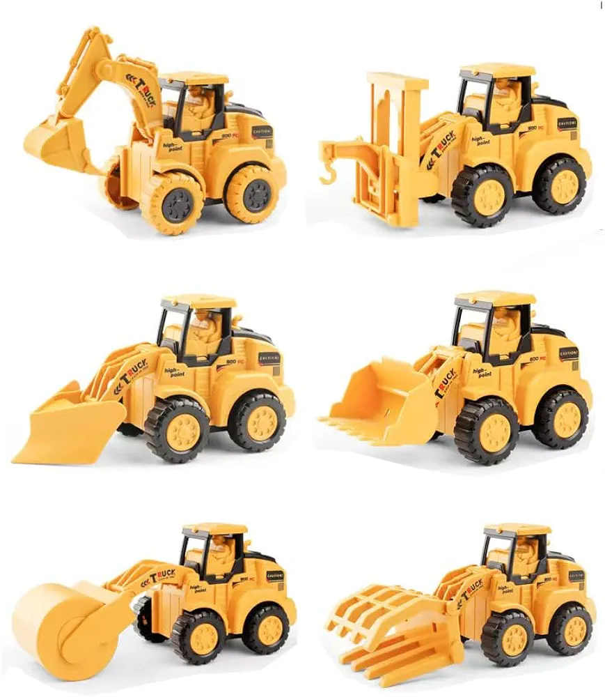 Press & Go Engineering Car Toys,Construction Toy Excavator Toy Construction Truck Toys Vehicles Bulldozer Road Roller Toy Christmas Birthday Gifts for Boys (6Pcs)