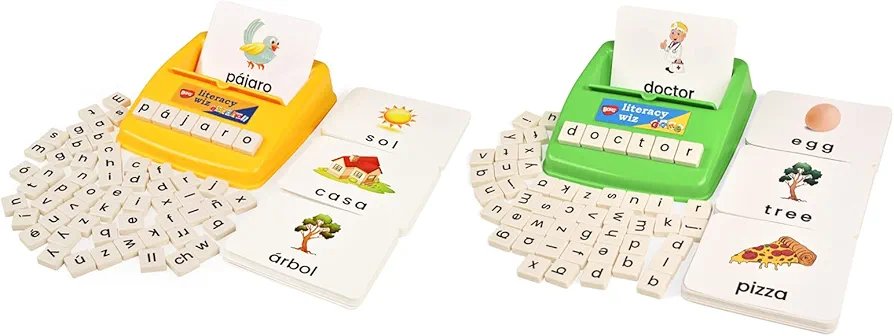 BOHS Spanish and English Literacy Wiz Game - Preschool Language Learning Educational Toys