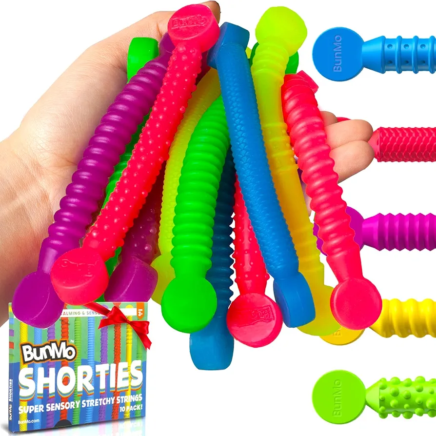 BUNMO Stretchy Strings | Sensory Toys for Toddlers 1-3 | Stimulating & Addictive Sensory Toys for Kids with Autism | Fidget Toy for Anxiety & Stress Relief | Hours of Fun for Kids | Mini Sensory 10pk