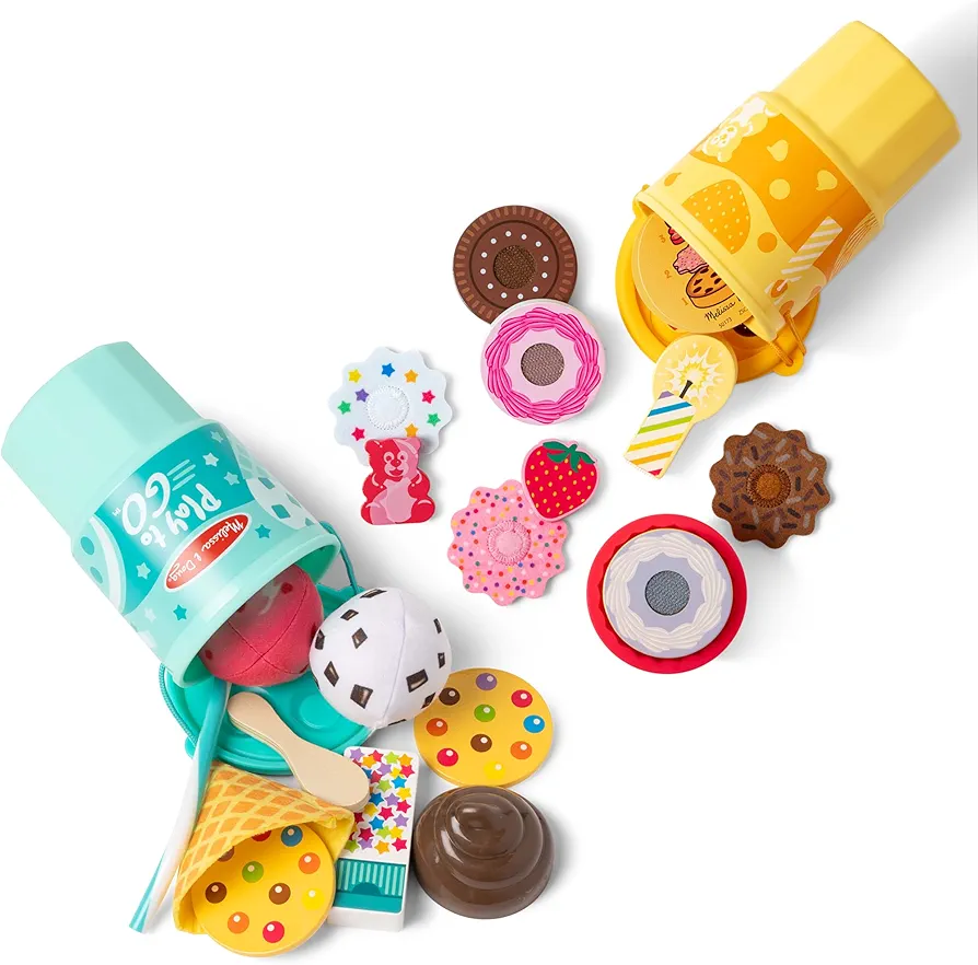 Melissa & Doug Play to Go 2-Pack: Cake and Cookies and Ice Cream, Play Food Travel Toys for Boys and Girls 3+