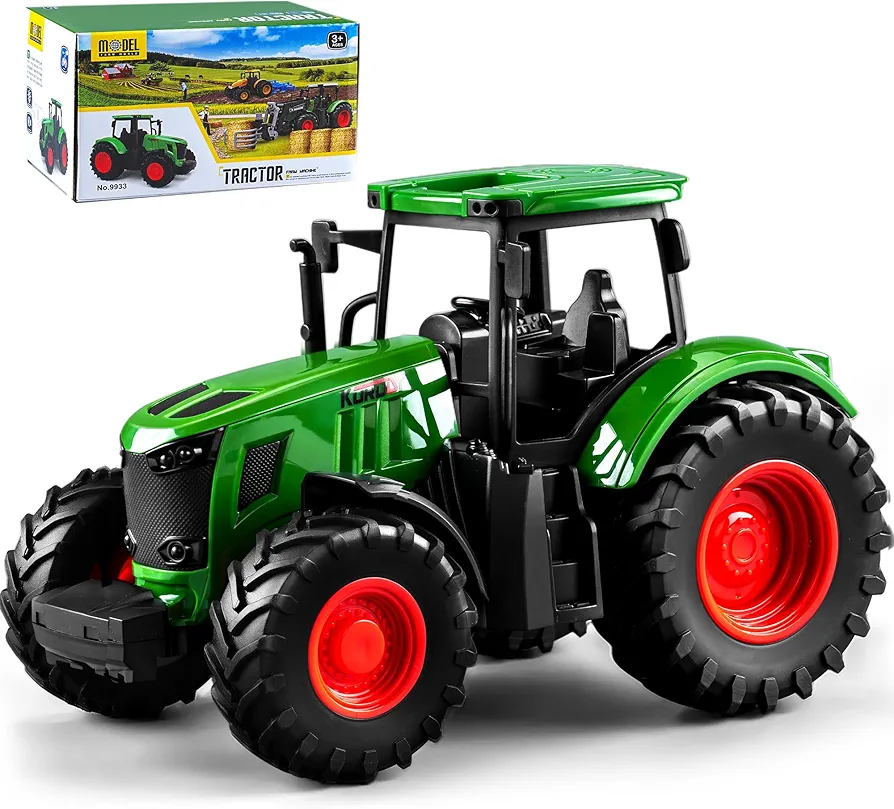 Tractor Toy, Realistic Farm Vehicle Toy Push and Go Truck Car Tractor Toy Gift for Kids 3+ Boys Ages 3 and up Years Old