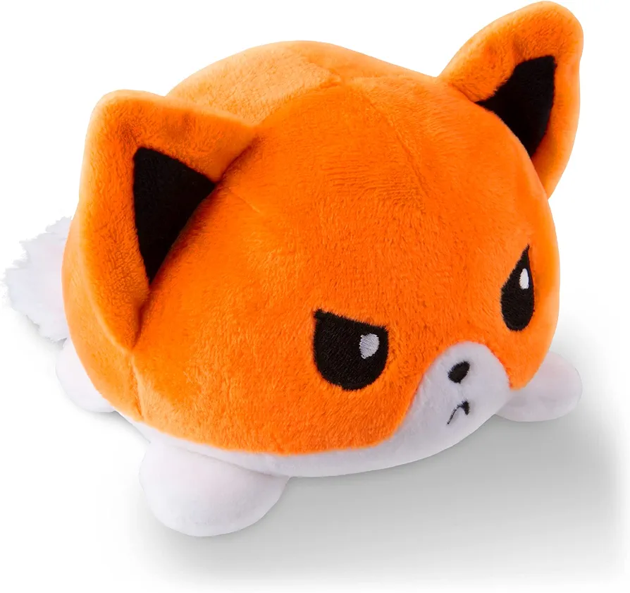 TeeTurtle - The Original Reversible Fox Plushie - Orange - Cute Sensory Fidget Stuffed Animals That Show Your Mood