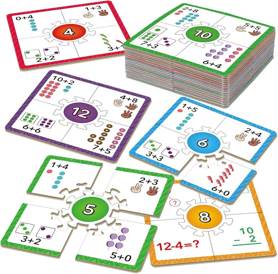 Puzzles for Kids, Addition and Subtraction Math Games, Math Manipulatives for Preschoolers, Educational Learning Games, Math Flash Cards, Kindergarten Learning Activities, Classroom Must Haves