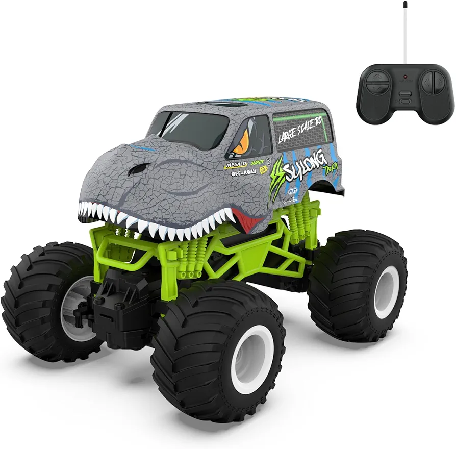 Remote Control Car, 1:16 Scale All Terrain Dinosaur Monster Truck Toys, RC Cars with Big Foot, Toy Gifts for 5-8 Year Old Boys and Girls