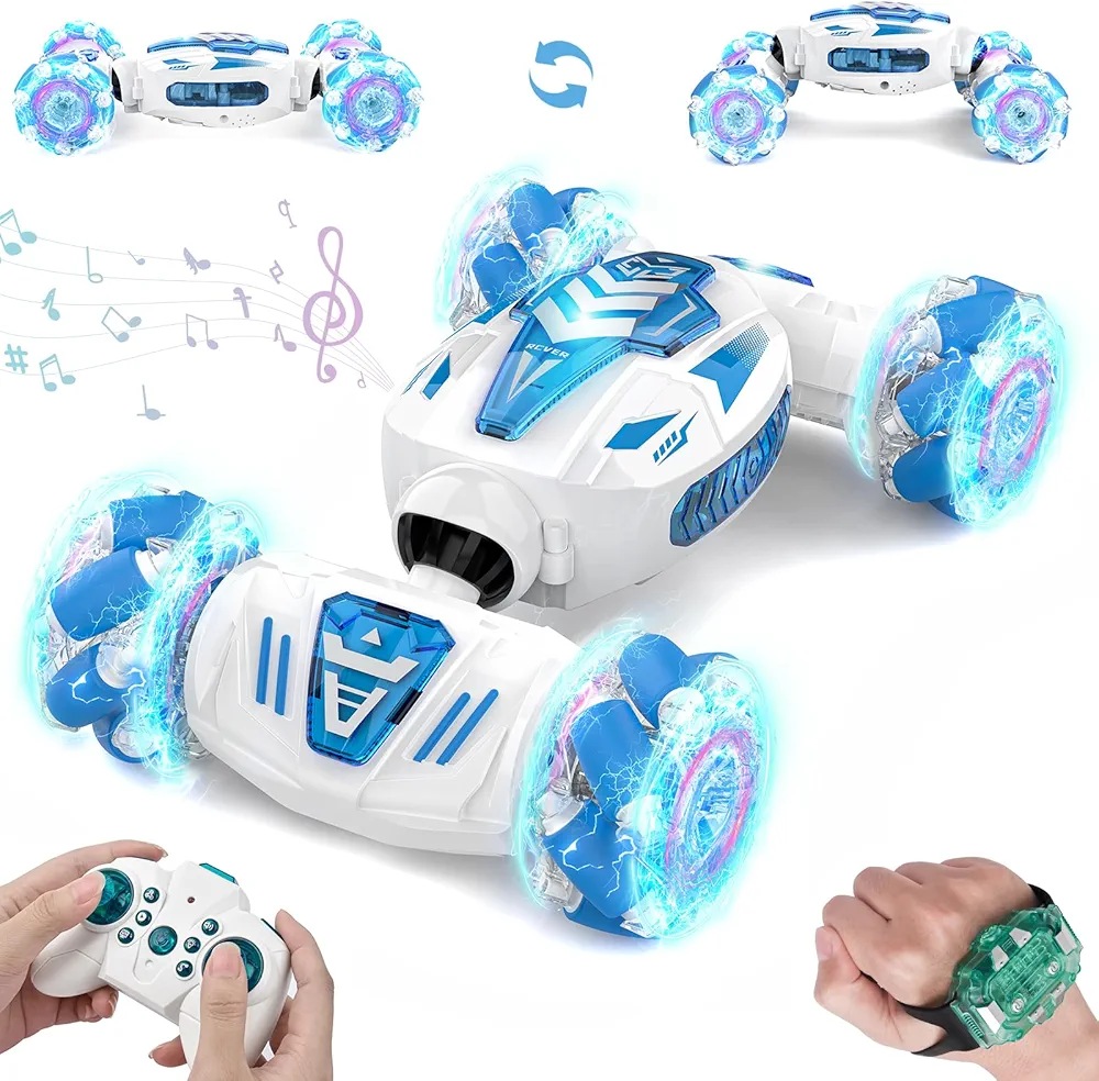 Gesture Sensing RC Stunt Car -Boys Toys Age 6-12, 2.4GHz 4WD Remote Control Car, 360 Degree Rotating Hand Controlled RC Car with Lights Music, Rc Cars for 6 7 8 9 10 Year Old Boy Birthday Gift