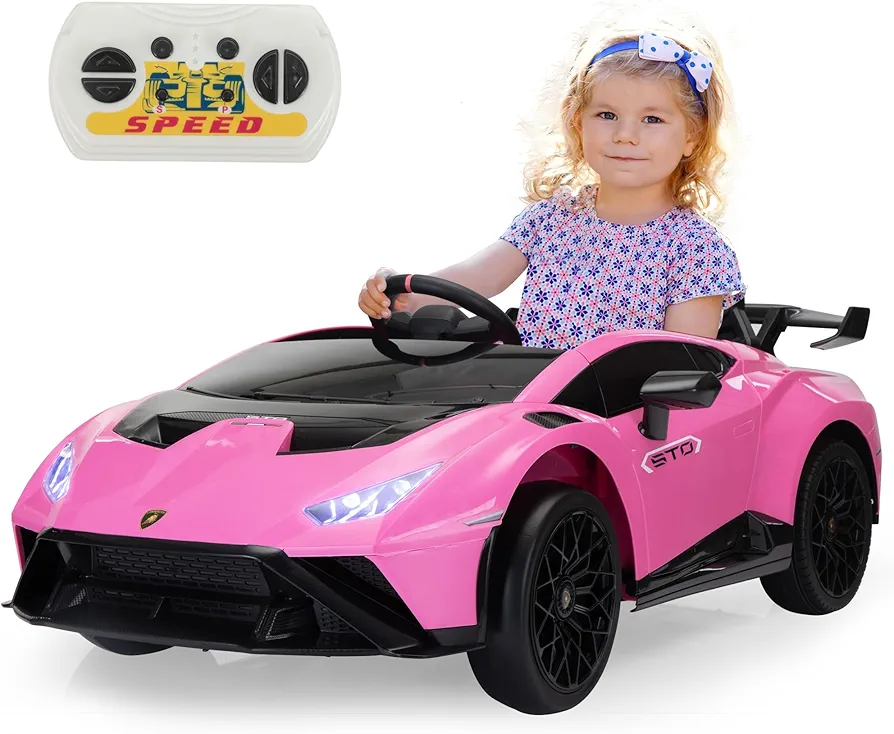 24V Lamborghini Ride On Toy TOBBI Electric Lamborghini Car for Kids to Drive Battery Powered Motorized Drift Vehicle Baby Lamborghini with Remote Control High Speed 6.21mph/h Max 80lbs, Pink