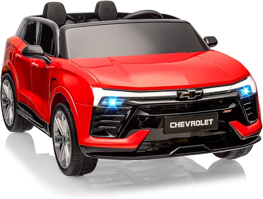 2-Seater SUV Electric Ride-On Car for Kids Licensed Chevrolet Blazer, 24V Battery Powered with 2 Motors, 2.4G Remote Control, LED Lights, Music, Double Open Doors for Boys Girls, Red