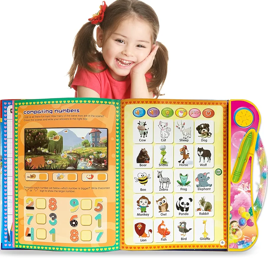 ABC Sound Books Interactive Electronic Learning Books for Toddlers with Alphabet, Numbers, Animals, Music, Games Educational Toys for Kids 3 Years+