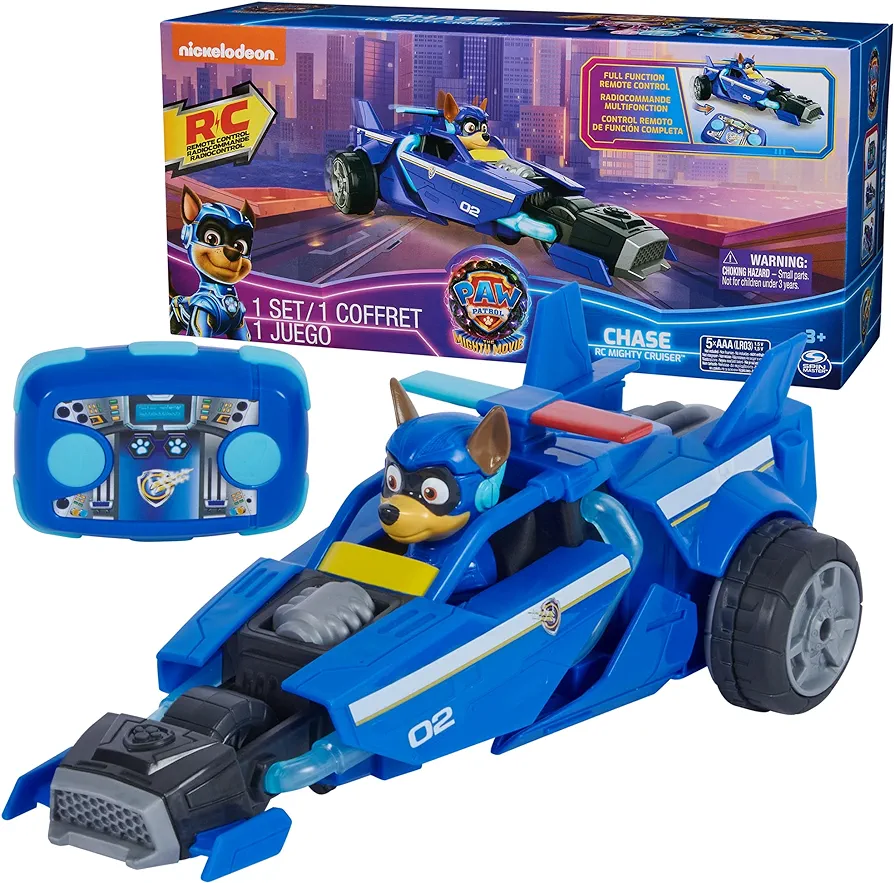 Paw Patrol: The Mighty Movie, Remote Control Car with Molded Mighty Pups Chase, Kids Toys for Boys & Girls 3+